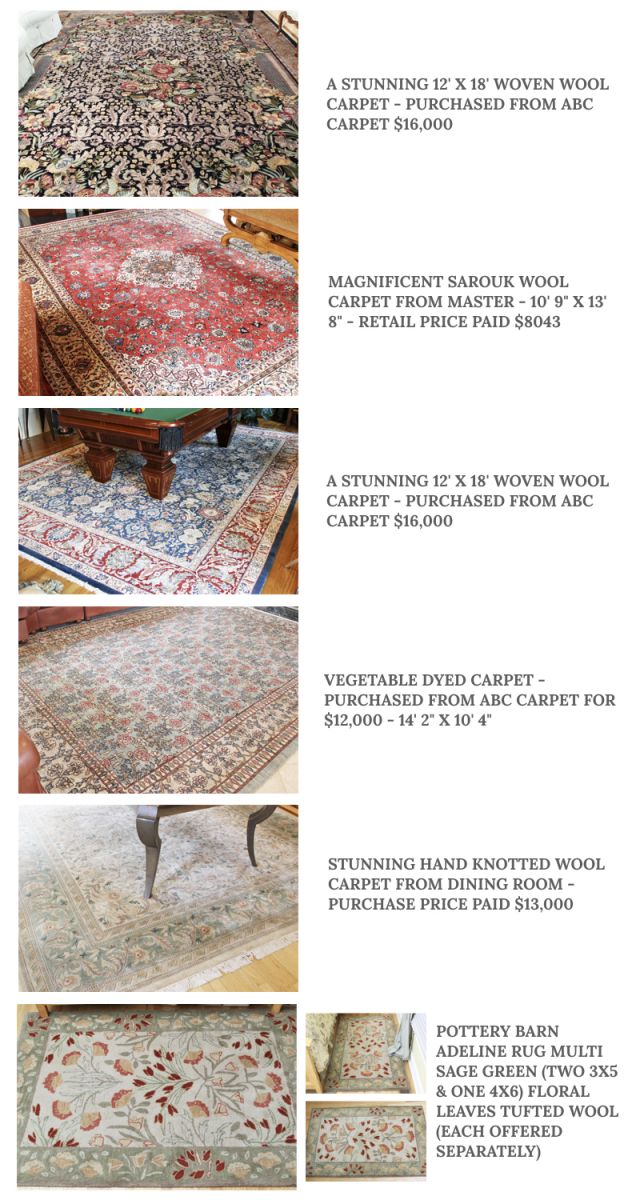 Hand woven wool area rugs and woven accent rugs are frequently offered in BRG's estate, downsizing, single owner and multi-consignor online auctions.